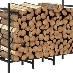 4ft Outdoor Indoor Firewood Rack Holder for Fireplace Wood Storage, Adjustable Stacker Stand, Heavy Duty Fire Logs Stand Stacker Holder for Fireplace Metal Lumber Storage Carrier Organizer